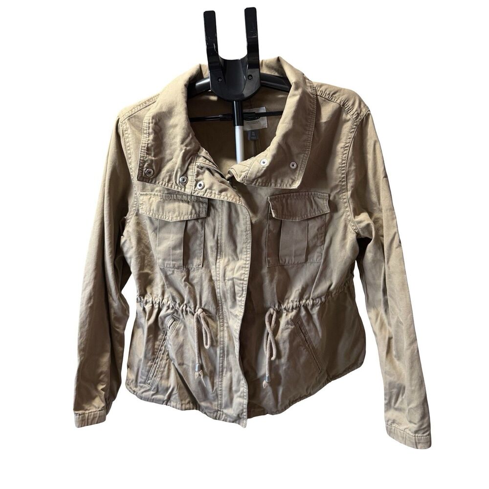 Old Navy Womens Tan Tie Waist Front Zip, Snaps Jacket XL